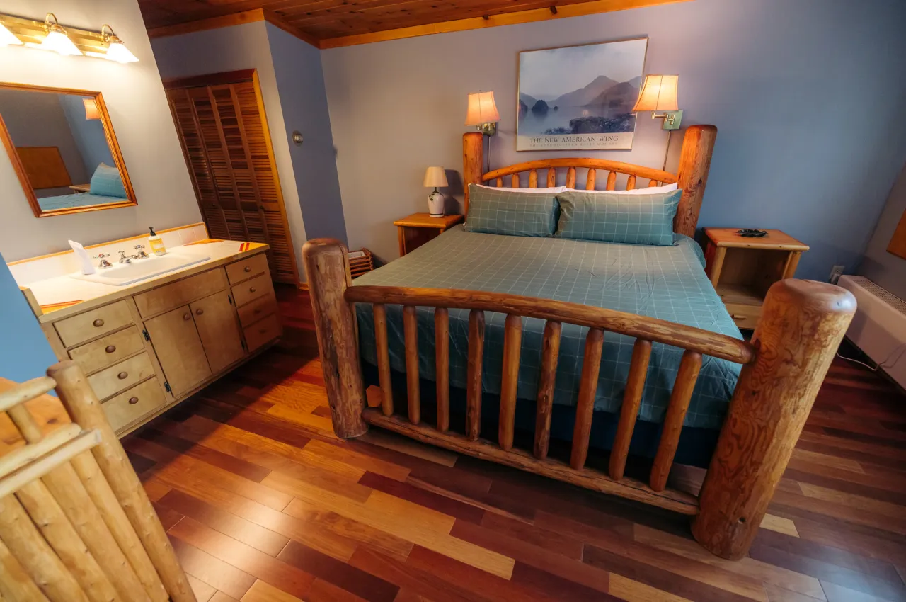 A cozy room at a lodge.
