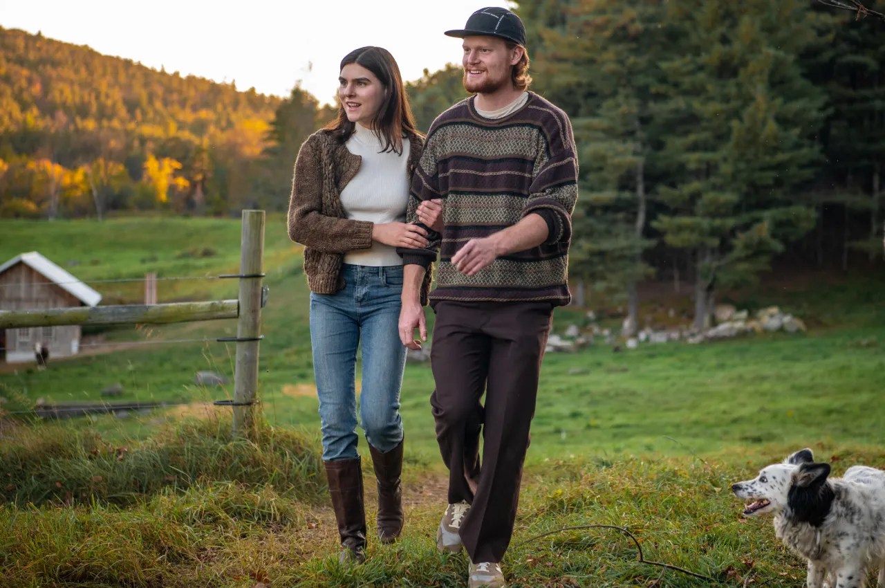 A couple at a farm stay