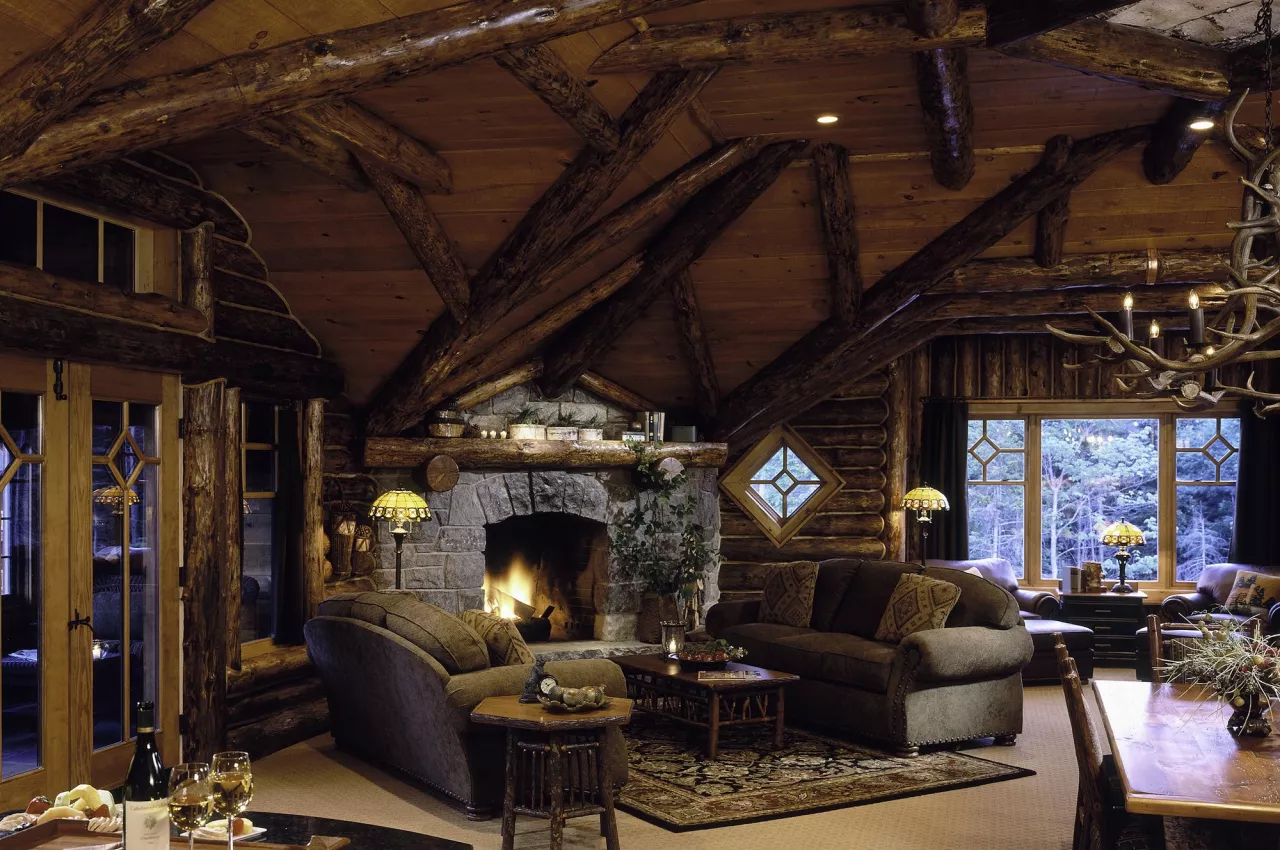 a lodge living room scene