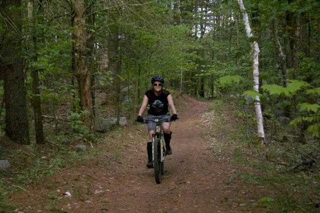 A rider the Hardy Rd. trail system