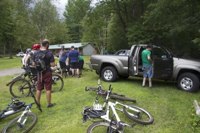 Riders gathering at the end of the trail