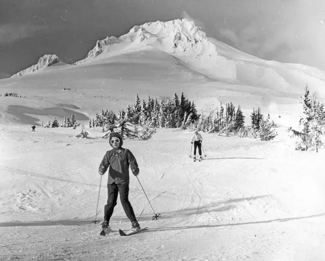 Spiderwoman skis down Mt. Hood in the 1930s.