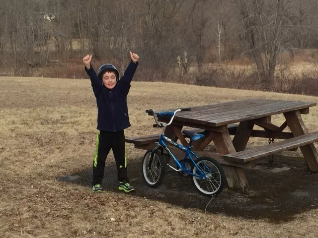 We made it! Half-way through our 3-mile ride and still full of energy!