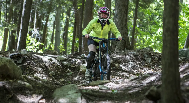 Mountain biker riding downhill