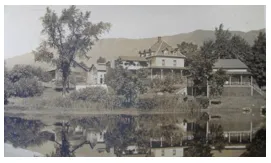 an old hotel on the lake.