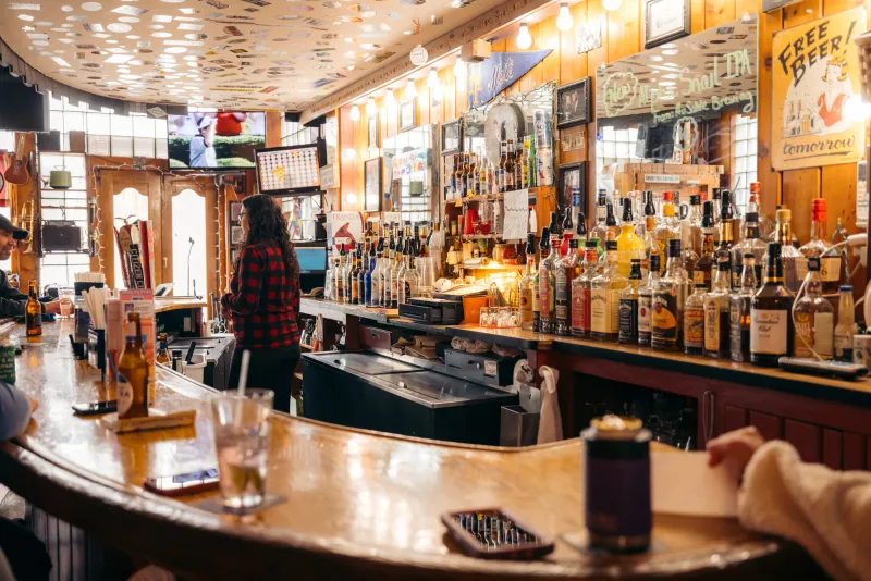 Bartender behind bar at 20 Main